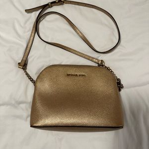 Michael Kors Cindy Saffiano gold leather crossbody bag